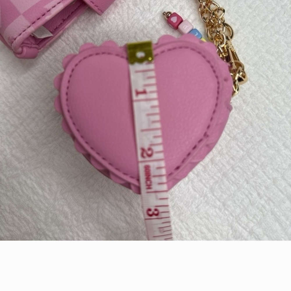 Juicy Couture Pink Checker Heart Crossbody with Heart Coin Pouch - Picture 9 of 10